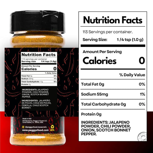 My Secrets Peggy's Pica Pica Spicy Blend - Premium Spice Mix with Jalapeño & Scotch Bonnet - 3.5 Oz