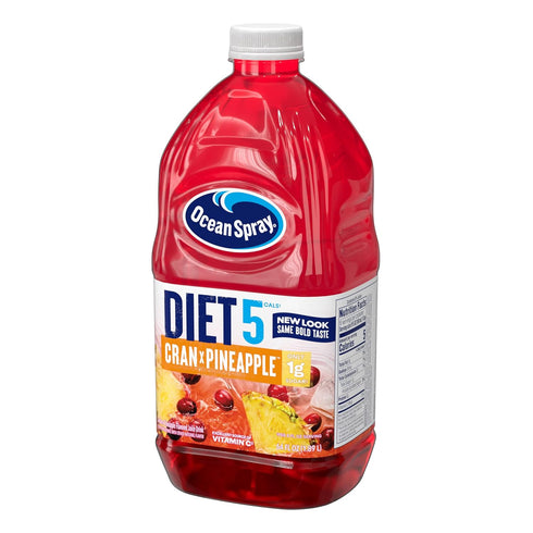 64 Oz (Pack 8) Ocean Spray Diet Cranberry Pineapple Juice Drink, FL Bottle