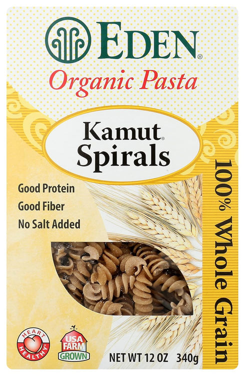 Eden Foods Organic Pasta, Kamut Spirals, Sodium Free, Non-GMO, 12 Oz (Pack