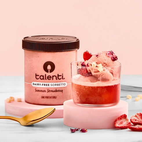 talenti Summer 1 Dairy-Free Sorbetto for Your Next Indulgence, Strawberry with Real Strawberries in Each Jar, pint