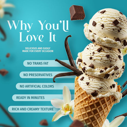 5 2 (1 Pack, Triple Scoop - Premium Vanilla Choc Chip Ice Cream Mix For Ice Cream Maker. Simple, Easy, Delicious. From