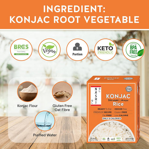 (8190g) Nashi Shirataki Konjac Moyu Rice - Low Fat, Glucomannan Premium Recipe, Keto friendly, Suitable for Vegan