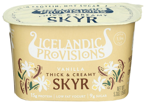 Icelandic Provisions Vanilla Skyr Yogurt 5.3oz | 15g Protein, Thick & Creamy