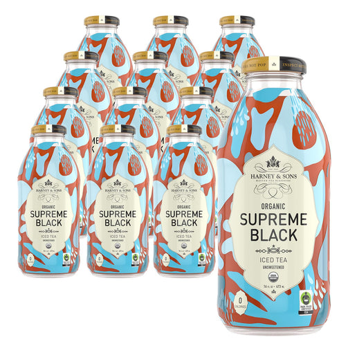 Harney & Sons Organic Supreme Black Unsweetened Iced Tea, 16 oz Glass