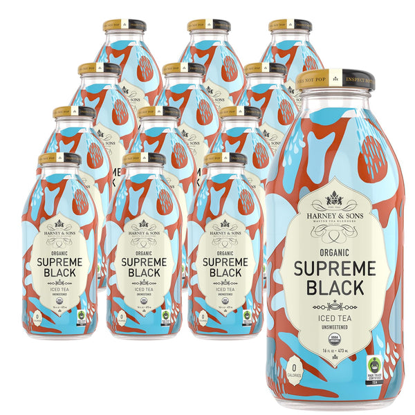 Harney & Sons Organic Supreme Black Unsweetened Iced Tea, 16 oz Glass