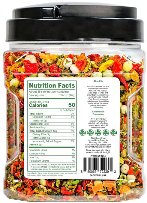 16 Oz (1 LB), 10-Blend NPG Dried Vegetable Mix Dehydrated Vegetables Blend of Bell Peppers, Parsley, Carrots, Onions