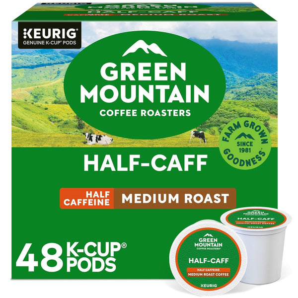 Green Mountain Coffee Roasters Half Caff, Single-Serve Keurig K-Cup Pods, Medium Roast