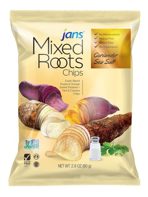 Mixed Roots Chips - All Natural Vegetable Chips (Coriander Sea Salt, 2.8 oz), Gluten Free & Non-GMO, No Preservatives