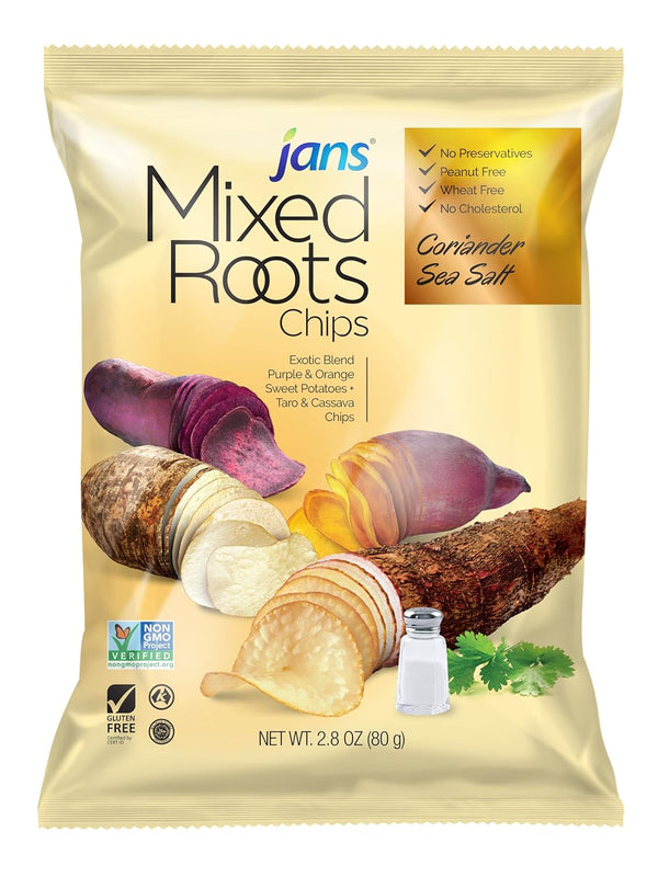 Mixed Roots Chips - All Natural Vegetable Chips (Coriander Sea Salt, 2.8 oz), Gluten Free & Non-GMO, No Preservatives