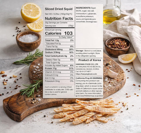 LENITH 1.06 oz (30g), 5 Counts Sliced Dried Squid Snack, Chewy & Tender, Lightly Sea Salt Seasoned Seafood Snack