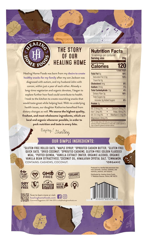Healing Home Foods 16oz (1Pack) Cashew Coconut Crunch, Gluten Free Granola Mix Made with Coconut, Cashews & Almonds
