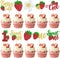 Rsstarxi 30 Pack Sweet One Cupcake Toppers Berry First Birthday Decorations Glitter Strawberry