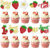 Rsstarxi 30 Pack Sweet One Cupcake Toppers Berry First Birthday Decorations Glitter Strawberry