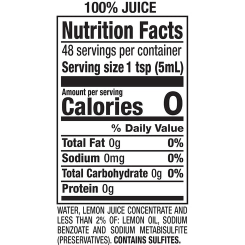 ReaLemon 100% 8 oz (Pack 12), Lemon Juice, fl bottle of Made with Lemon Juice from Concentrate, Gluten-Free, Sodium