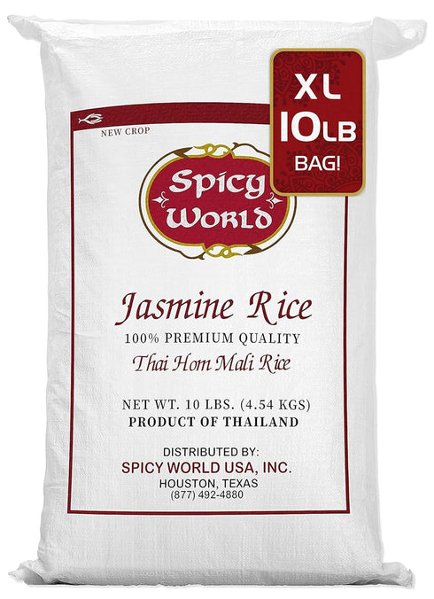 Spicy World Jasmine Rice 10 Pound Bag - Thai Hom Mali Premium Variety ~