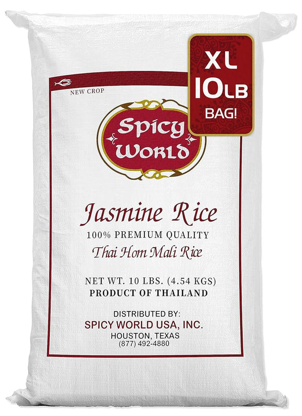 Spicy World Jasmine Rice 10 Pound Bag - Thai Hom Mali Premium Variety ~