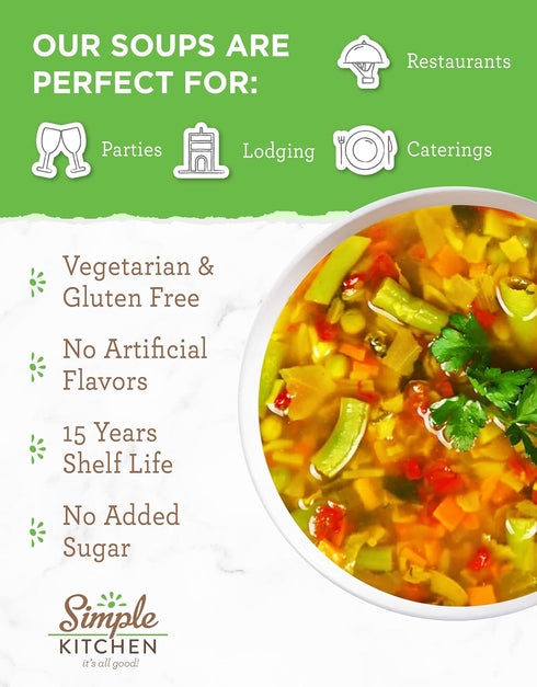 17 Backpacking Pack 4 Simple Kitchen Garden Vegetable Soup Mix - Servings for Meal Prep, Gluten Free, Vegetarian