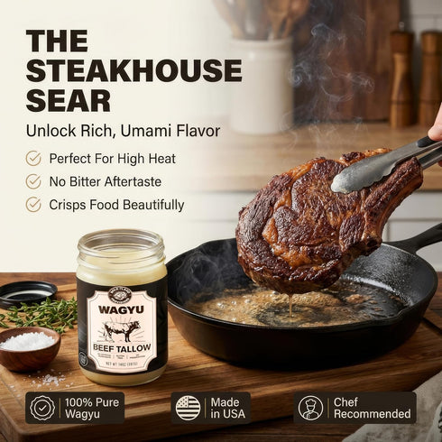100% 30 14 Pure Wagyu Beef Tallow for Cooking Excellent for Searing Steaks - Keto and Paleo Diet Friendly Perfect