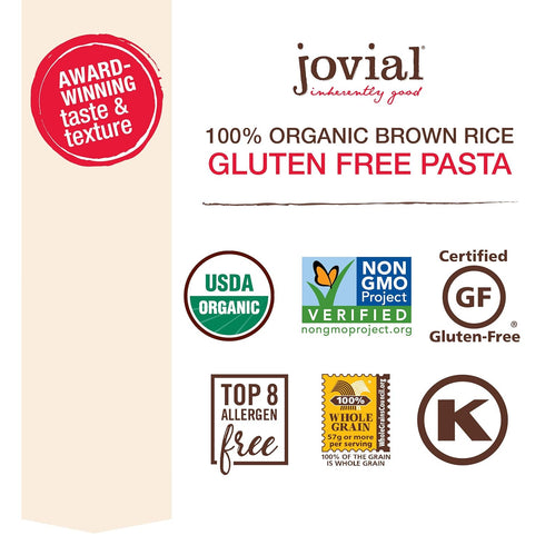 12 Jovial, Pasta Farfalle Brown Rice Organic, Ounce