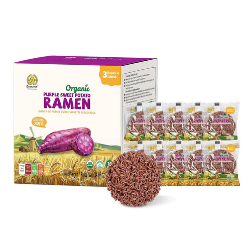 SUNGIVEN Organic Ramen Noodles Purple Sweet Potato Healthy Low Sodium Ready in 3
