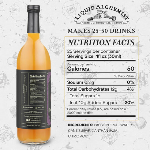 25.4 Oz, Pack 1 Liquid Alchemist Passion Fruit Syrup for Cocktails - Real Ingredients Make our Passion Fruit Syrup