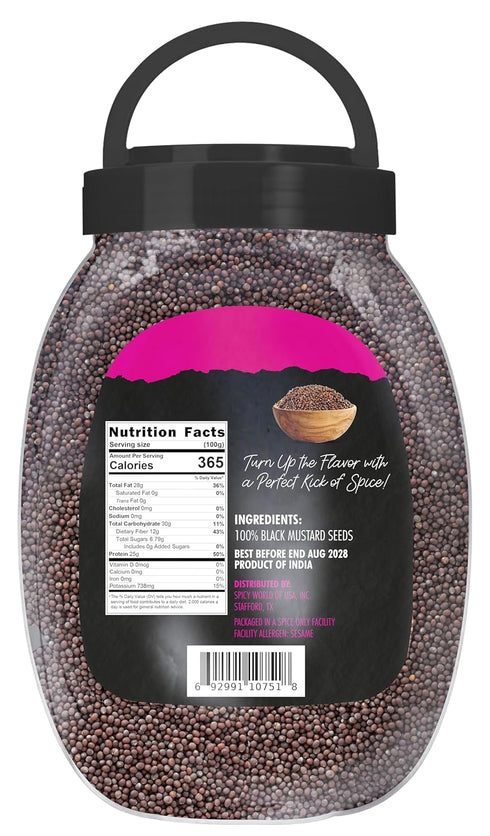 Spicy World 4.5 LB 100% Black Mustard Seeds Whole Bulk Jar - All Natural, Gluten Free, Pure, Robust Flavor - by