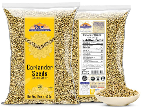 Rani Coriander (Dhania) Seeds Whole, Indian Spice, 14oz (400g) - All Natural, Vegan, Gluten Friendly