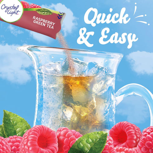 Crystal Light Sugar-Free Raspberry Green Tea - Naturally Flavored Powdered Drink Mix, 5 Pitcher Packets