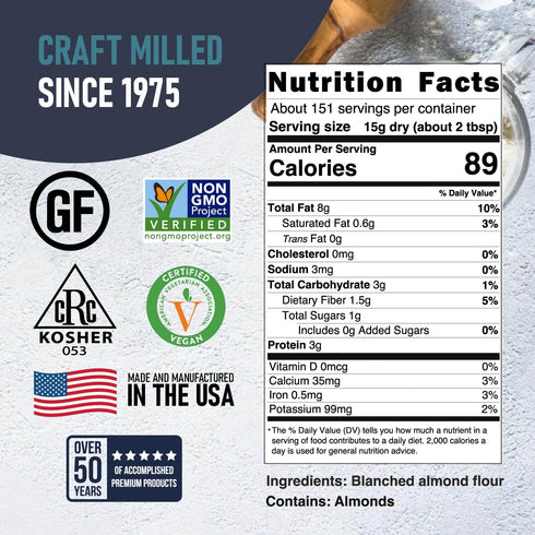 4 Lb Great River Milling Blanched Almond Flour | Finely Ground Gluten Free Baking Alternative | Made from Whole