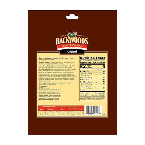 25 18.3 Packet Packet LEM Products Backwoods Reduced Sodium Original Jerky Seasoning, Ideal for Wild Game and Domestic