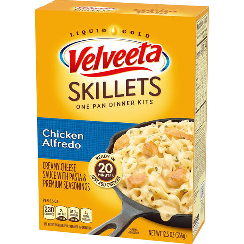 Velveeta Skillets Chicken Alfredo Dinner Kit, 12.5 oz - One Pan with Cheese Sauce, 6 ct Pack