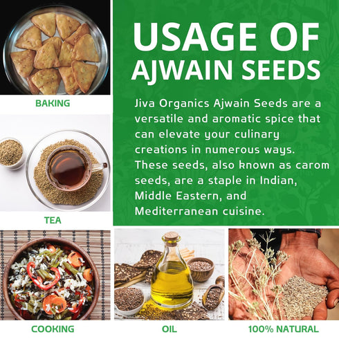 Jiva Organics Organic Ajwain Seeds 7 Ounce Bag - Whole Carom Seed, 100% Natural & Non-GMO Ajamo