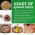 Jiva Organics Organic Ajwain Seeds 7 Ounce Bag - Whole Carom Seed, 100% Natural & Non-GMO Ajamo