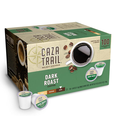 Caza Trail Coffee Pods, Dark Roast, Single Serve (Pack of 100) (Packaging