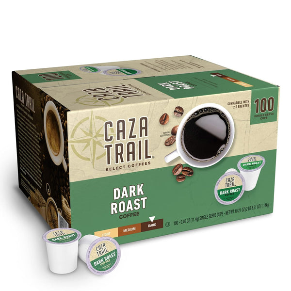 Caza Trail Coffee Pods, Dark Roast, Single Serve (Pack of 100) (Packaging