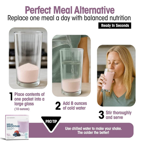 15g 24 (7ct) WonderSlim Meal Replacement Smoothie, Berry Yogurt, Protein, Vitamins & Minerals, Gluten Free