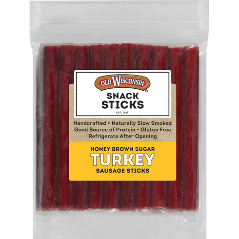 Old Wisconsin Honey Brown Sugar Turkey Sausage Snack Sticks, Naturally Smoked, Ready