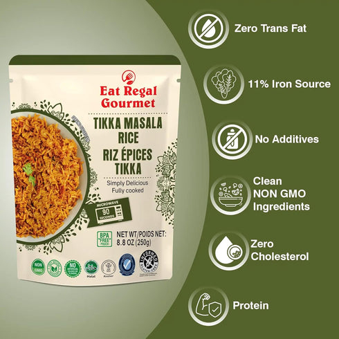 Pack 6, 8.8 1.5 100% Eat Regal Tikka Masala of Ounce, Ready to Eat in Minutes | Natural Ingredients | precooked rice |
