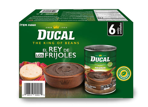 15oz (Pack 6) Ducal Instant Vegetarian Black Refried Beans of | Gluten & Cholesterol Free, Excellent Source of Protein