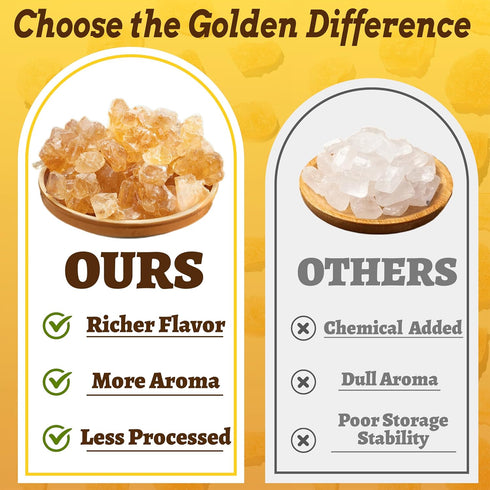 dzikekei 16oz 100% Yellow Rock Sugar Crystals - Natural Made from Cane Sugar, Medium-Sized Rock Sugar Crystals for Pho