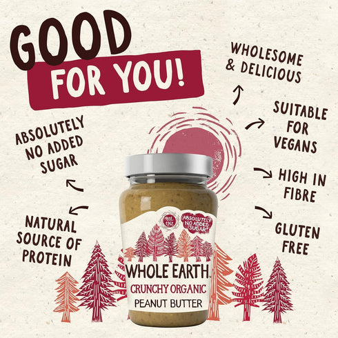 Whole Earth 340 Organic Crunchy Peanut Butter, g