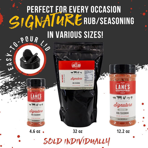 12.2 Oz Lane's Signature BBQ Seasoning Rub, All-Natural BBQ Seasonings and Rubs, Perfect for Beef, Meat, Chicken & Pork