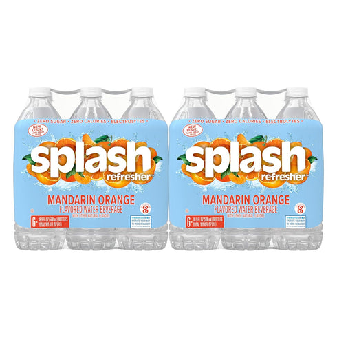 16.9 Oz 24 Pack SPLASH REFRESHER Flavored Water Beverage, Mandarin Orange Flavor, Fl Plastic Bottles