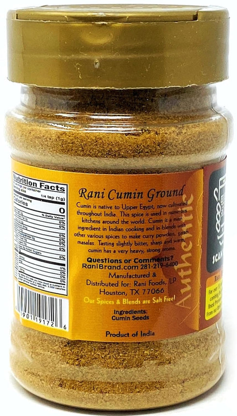 Rani Cumin (Jeera) Powder Spice, 3oz (85g) PET Jar, All Natural, Vegan, Gluten Friendly