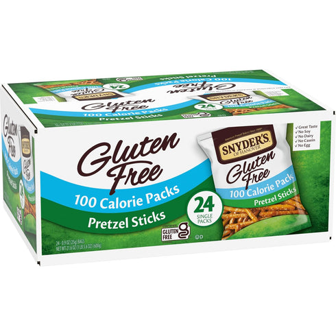 100 Packs, 24 Snyder's of Hanover Gluten Free Pretzel Sticks, Calorie Individual Ct