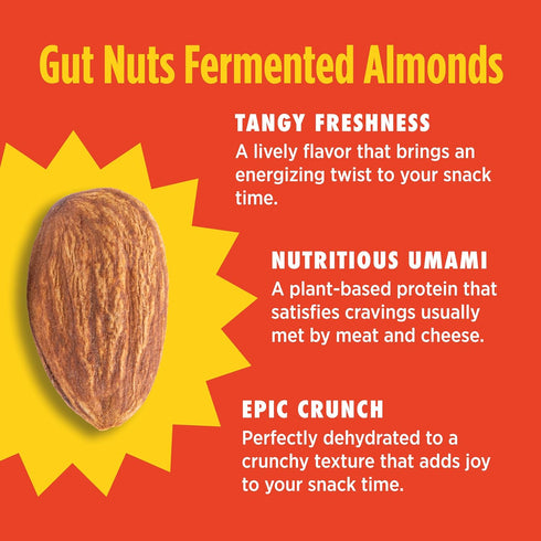 3oz (3 Pack) Gut Nuts - Fermented and Sprouted "Sourdough" Almonds for Gut Health - Tangy, Umami, & Salty Flavors