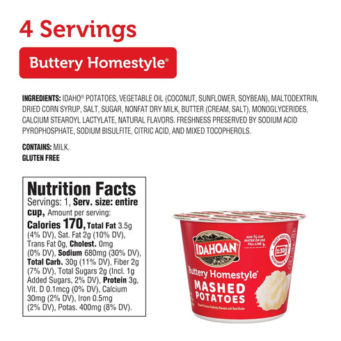 1.5oz (Pack 24) Idahoan Buttery Homestyle Mashed Potatoes Cup