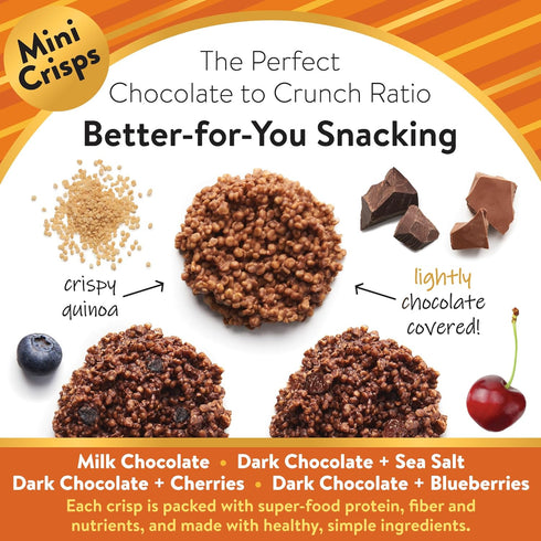 Pack 7-Pack, 3oz Undercover Snacks Chocolate Quinoa Crisps - Variety Sampler | Bags of Mini Crisps | Gluten Free