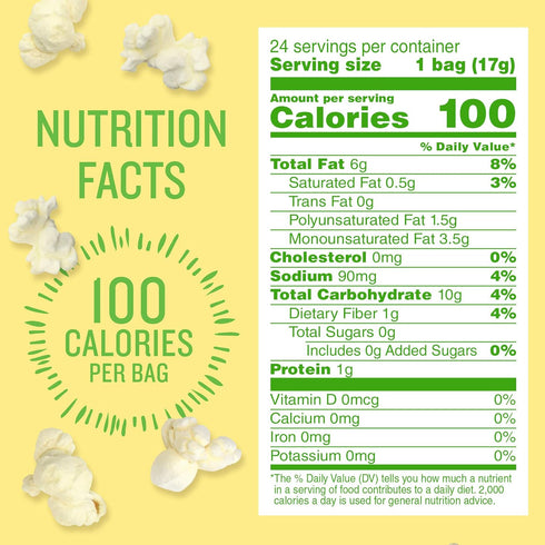 0.6 oz. (Pack 24) Angie's BOOMCHICKAPOP Sea Salt Popcorn, Individual Bag