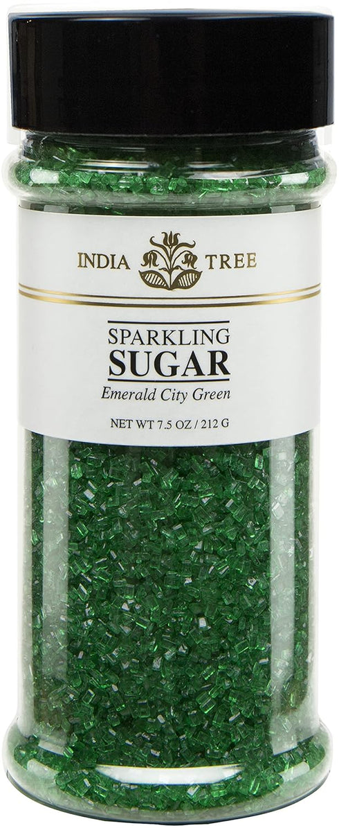India Tree, Green Sparkling Sugar, Large Jar | Shimmery Sugar Sprinkles for